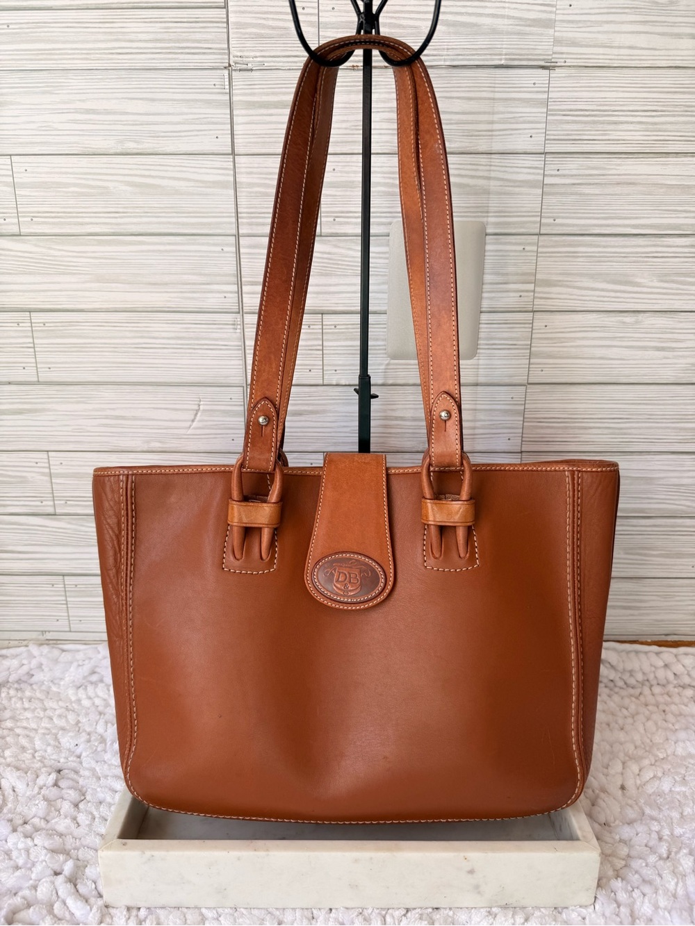Dooney & Bourke Cognac Brown Leather Shoulder Tote